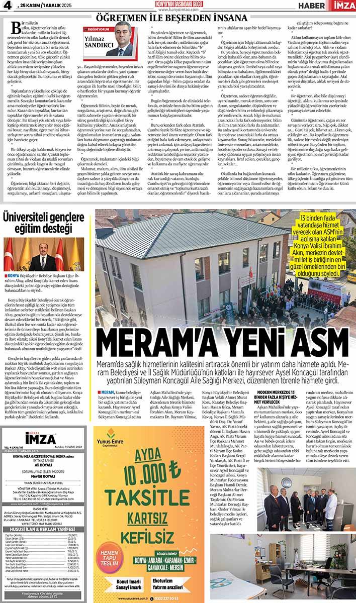 Konya İmza E-GAZETE (25 Kasım / 1 Aralık 2025) 4